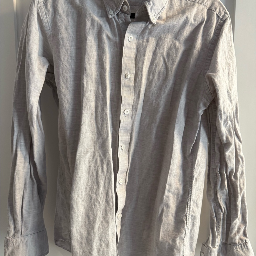 Proper Cloth Made-to-Measure Grey Cotton Linen Button Down – Large